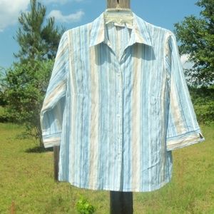 Kim Rogers 10 Petite blue stripe shirt top